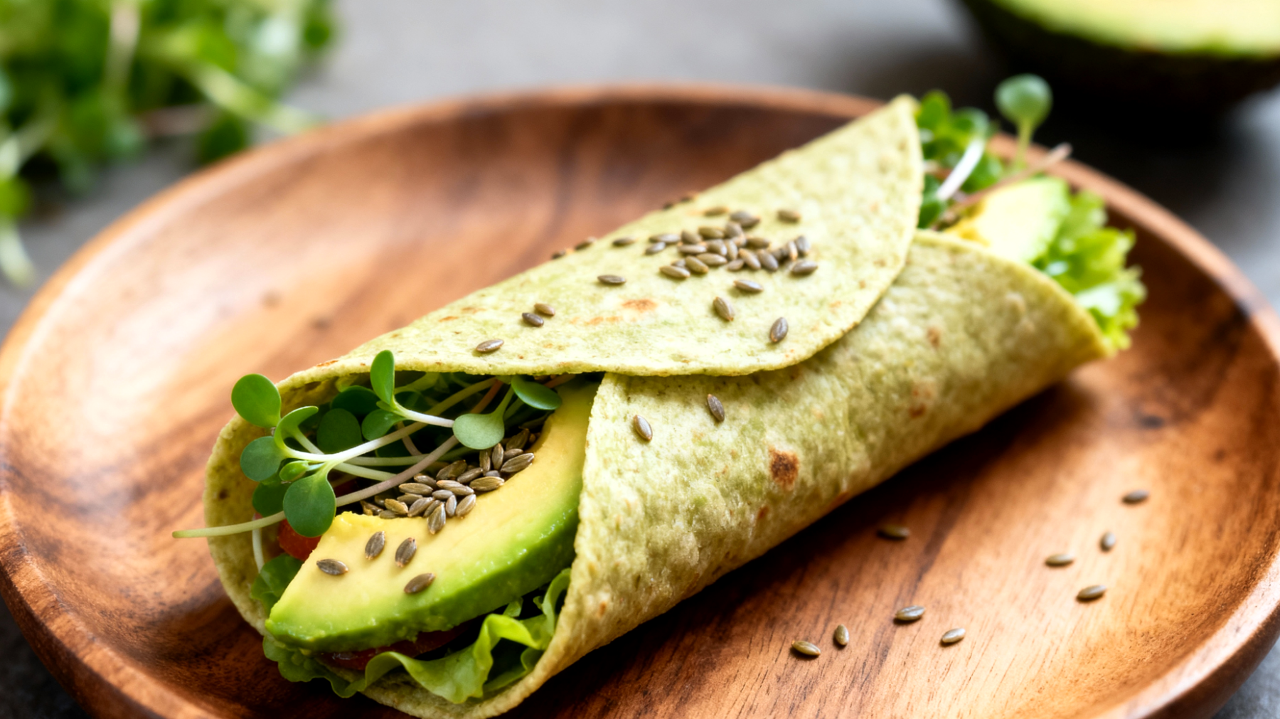 Hanfsamen-Avocado-Wraps mit Sprossen"